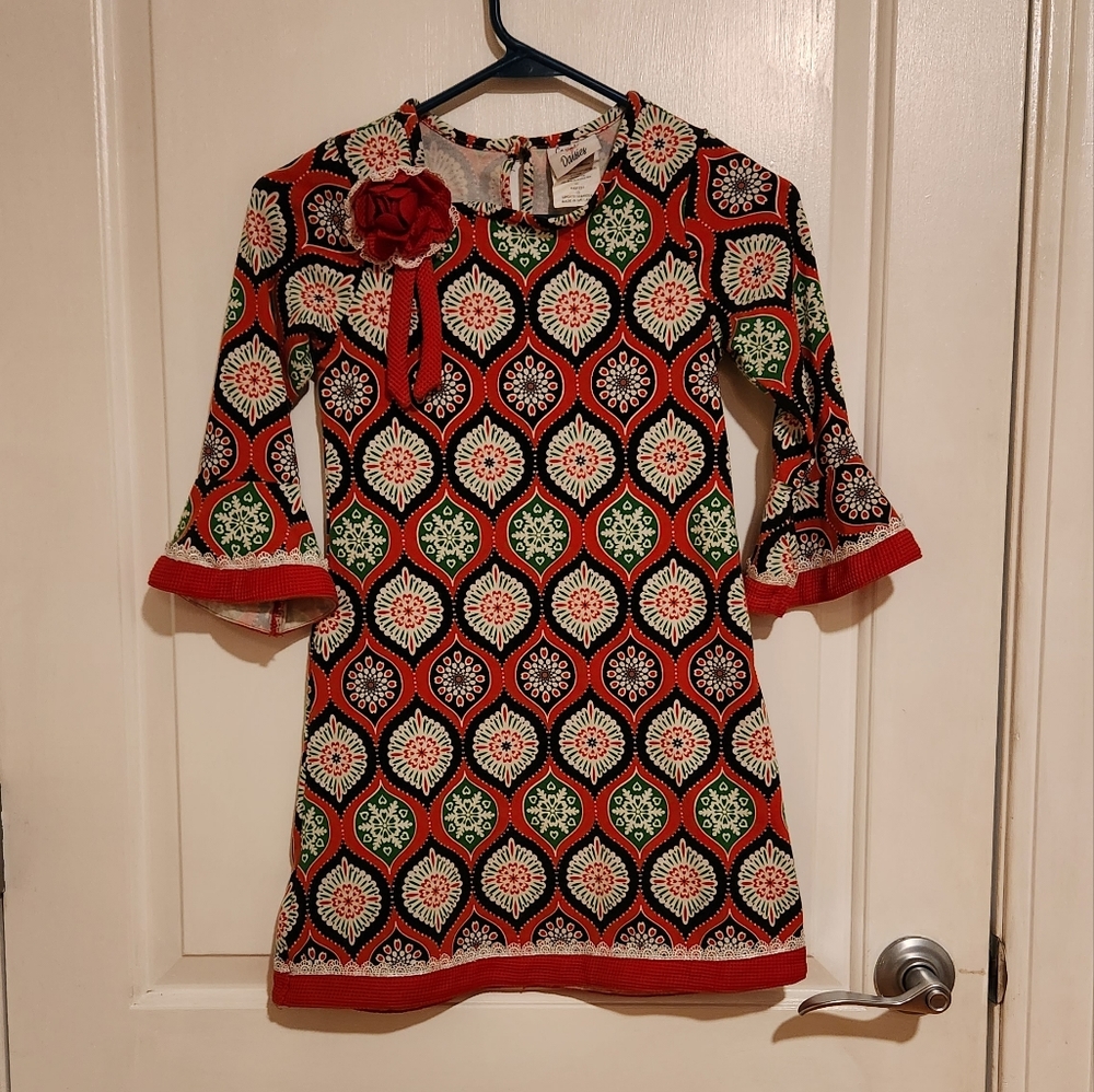 Bell sleeve Christmas dress size 10 by Counting Daisy's festive in euc